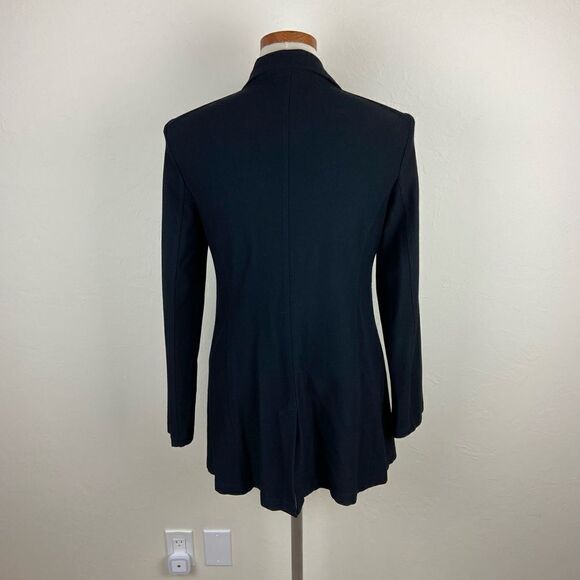 Eileen Fisher Asymmetric Knit Stretch Button-Up Jacket - Black - Picture 5 of 6